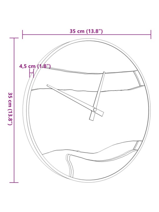 Seinäkello ruskea Ø35 cm rauta ja oliivipuu