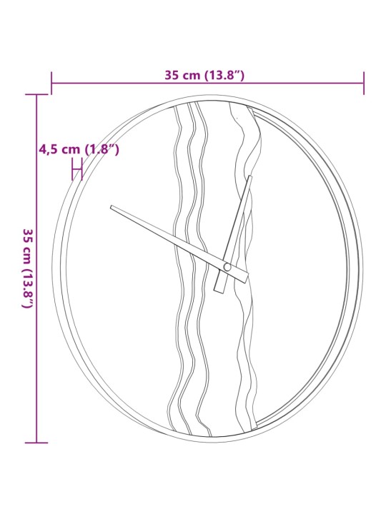 Seinäkello ruskea Ø35 cm rauta ja tammi