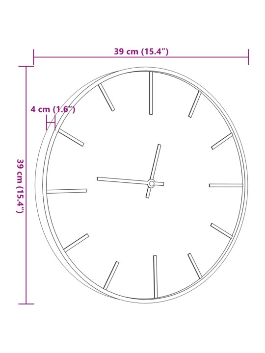 Seinäkello ruskea ø39 cm rauta ja tekninen puu