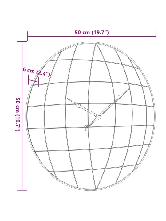 Seinäkello keltainen ja musta Ø50 cm tekninen puu