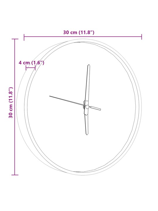 Seinäkello valaistut numerot ja viisarit sininen Ø30 cm