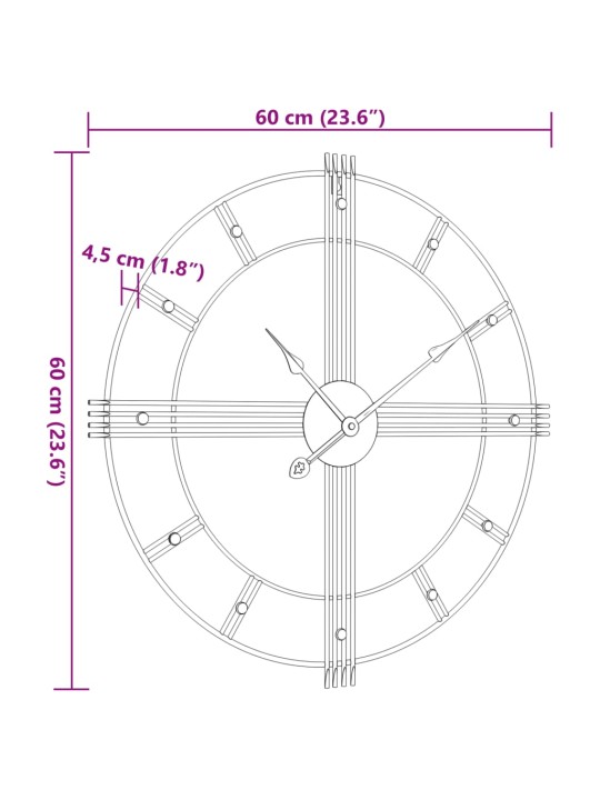 Seinäkello musta Ø60 cm rauta