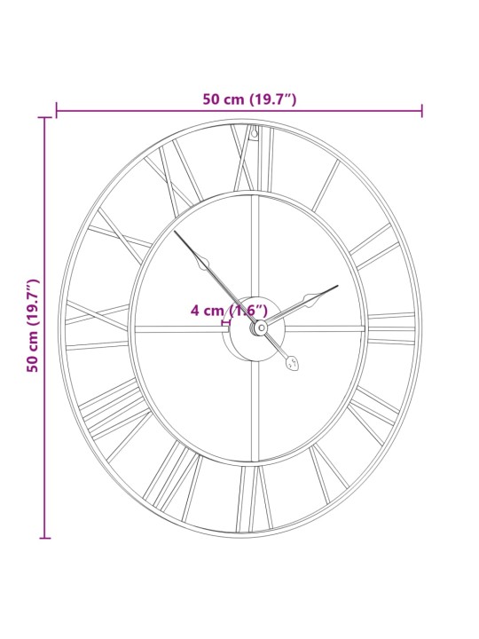 Seinäkello musta Ø50 cm rauta