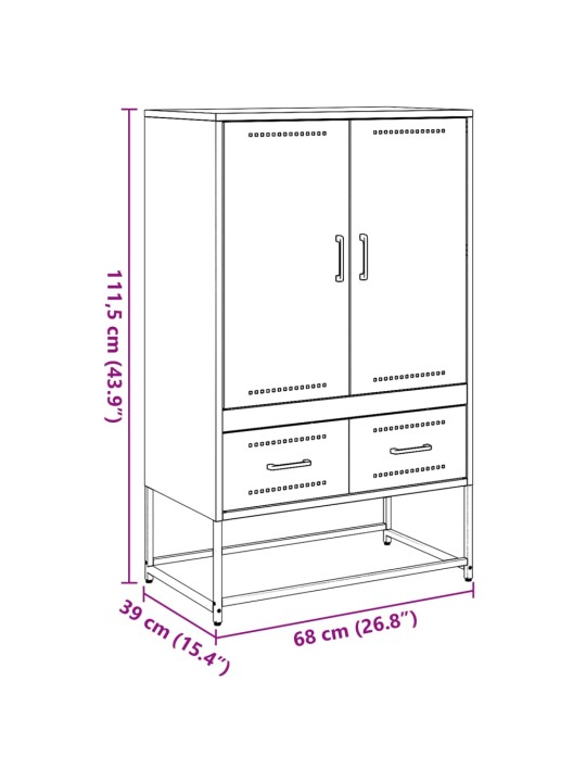 Kaappi sinapinkeltainen 68x39x111,5 cm teräs