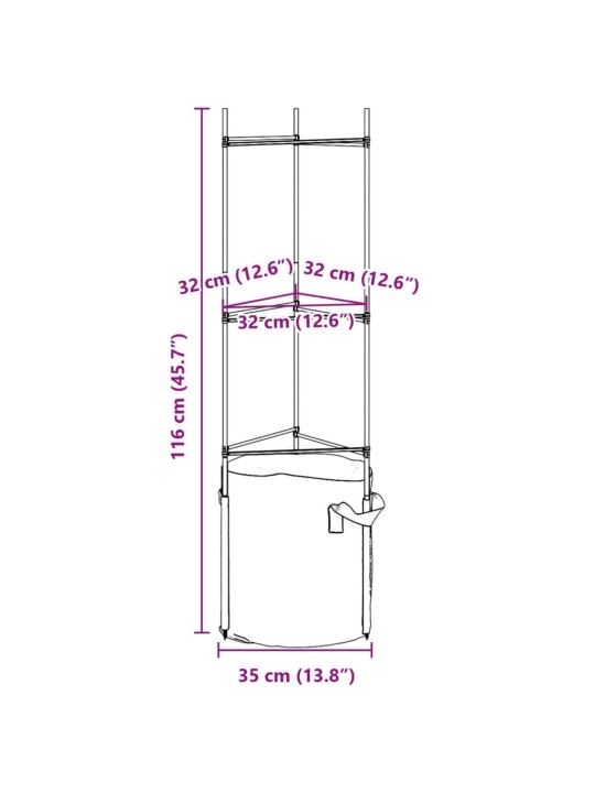 Tomaattihäkki kasvipussilla 2 kpl 116 cm teräs ja PP