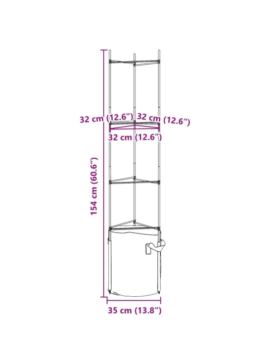 Tomaattihäkki kasvipussilla 2 kpl 154 cm teräs ja PP