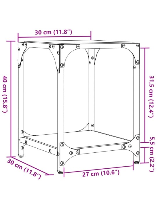 Sohvapöydät 2 kpl läpinäkyvä lasi pöytälevy 30x30x40 cm teräs