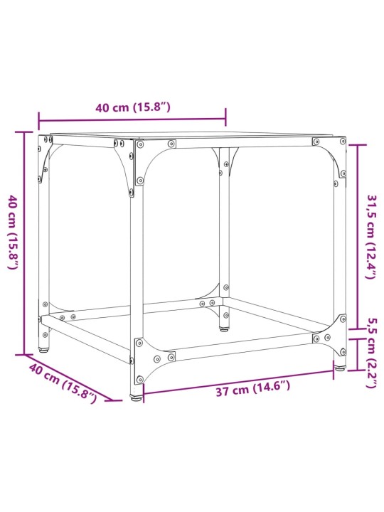 Sohvapöydät 2 kpl läpinäkyvä lasi pöytälevy 40x40x40 cm teräs