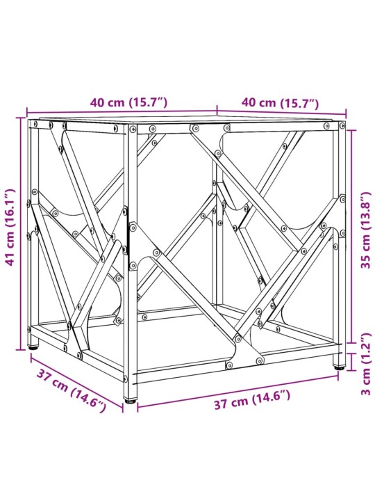 Sohvapöytä läpinäkyvä lasinen pöytälevy 40x40x41 cm teräs
