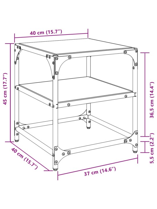 Sohvapöydät 2 kpl musta lasinen pöytälevy 40x40x45 cm teräs