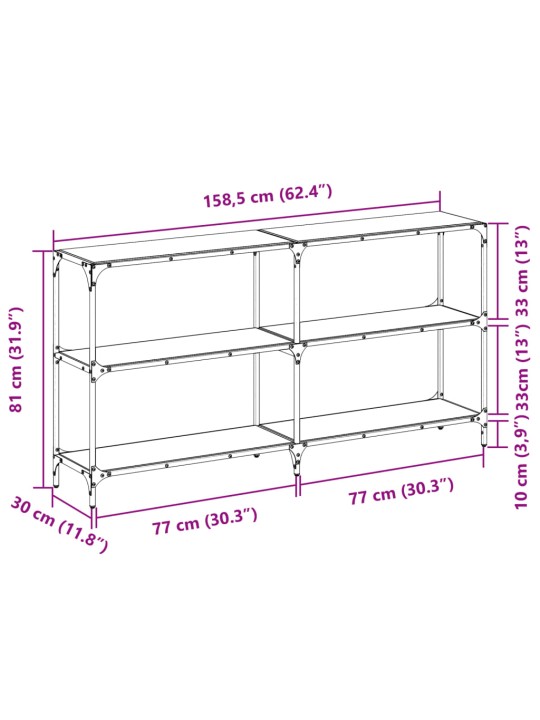 Konsolipöytä läpinäkyvä lasinen pöytälevy 158,5x30x81 cm teräs