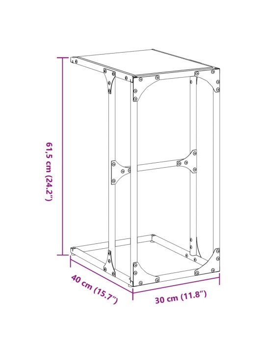 Sivupöytä musta lasinen pöytälevy 40x30x61,5 cm teräs