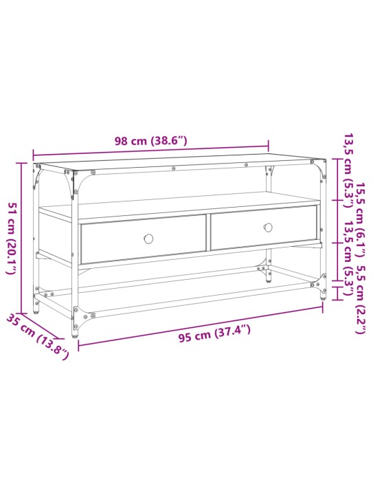 TV-taso lasinen pöytälevy musta 98x35x51 cm tekninen puu