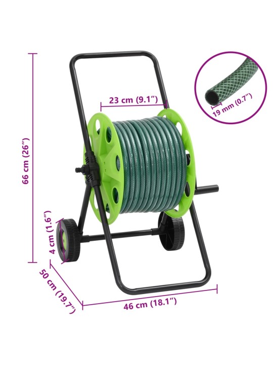 Letkukelakärry vihreä letkuliitinsarjalla 0,75" 20 m PVC