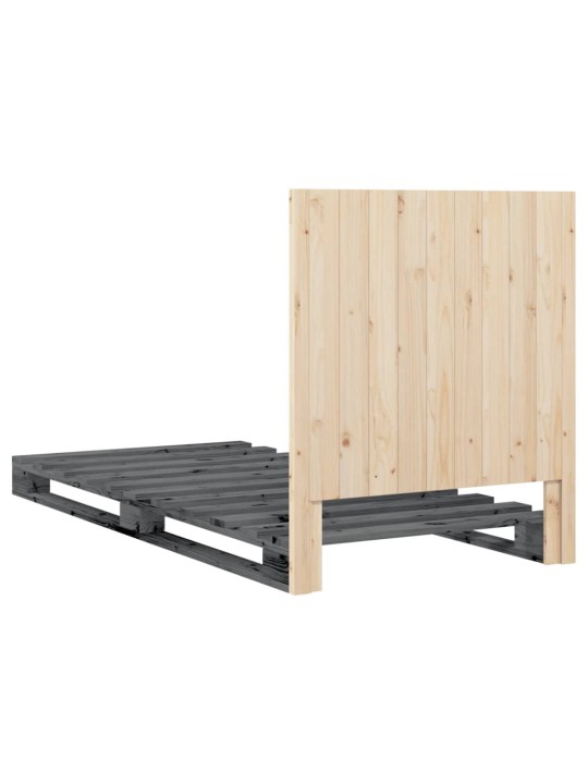 Sängynrunko sängynpäädyllä harmaa 90x200 cm täysi mänty