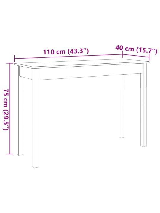 Konsolipöytä vahanruskea 110x40x75 cm täysi mänty