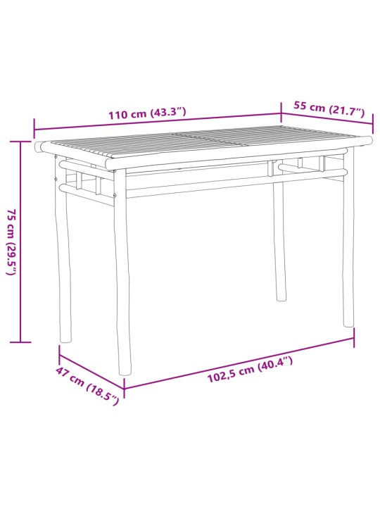 Ulkoruokapöytä 110x55x75 cm bambu
