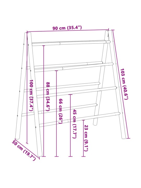 Kaksinkertaiset pyyhetikkaat 4 pienaa 90x50x100 cm bambu