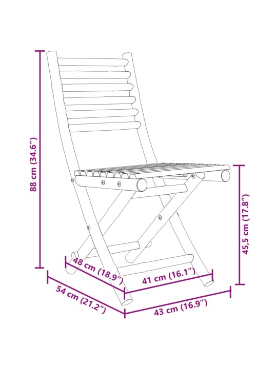 Taitettavat puutarhatuolit 2 kpl 43x54x88 cm bambu