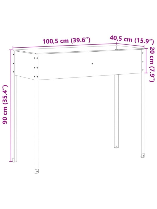 Puutarhakukkalaatikko harmaa 100x40x77 cm säänkestävä teräs