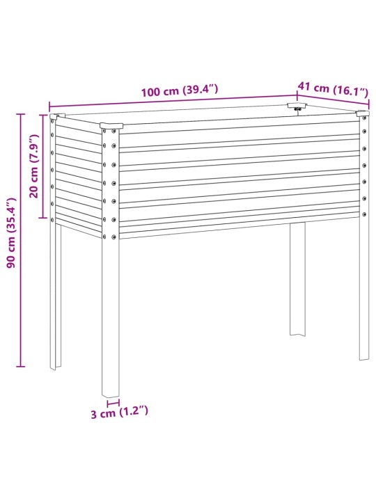 Puutarhakukkalaatikko ruskea 100x41x90 cm teräs