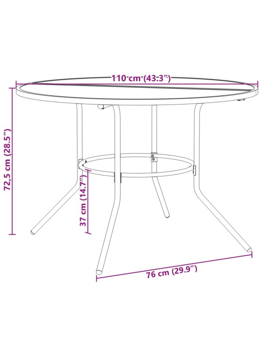 Terassipöytä pyöreä antrasiitti Ø110x72,5cm jauhemaalattu teräs