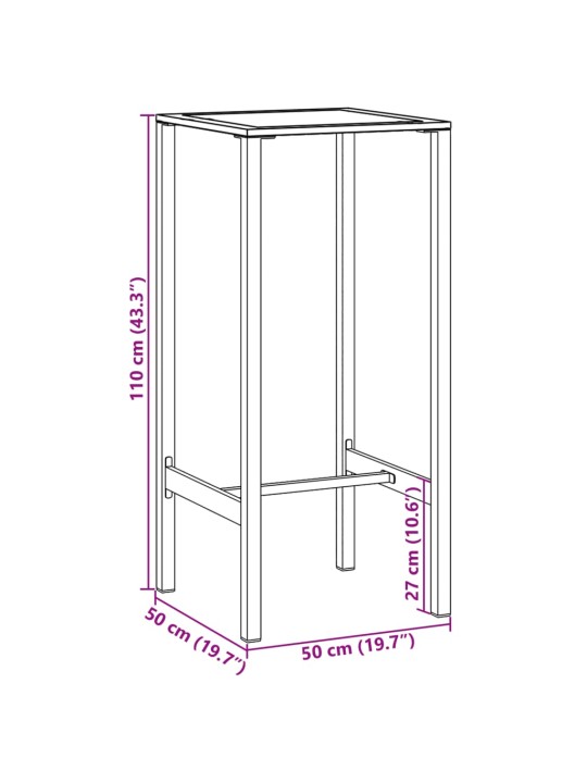 Baaripöytä musta 50x50x110 cm jauhemaalattu teräs