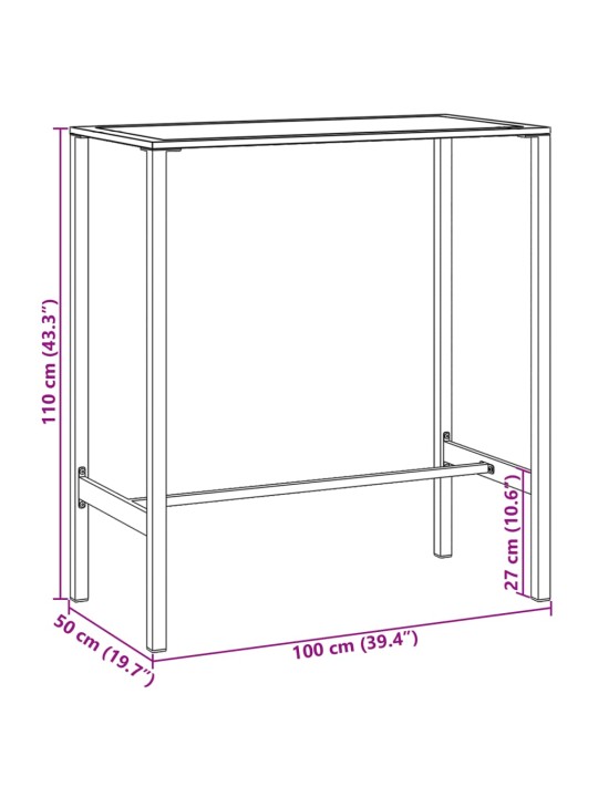 Baaripöytä musta 100x50x110 cm jauhemaalattu teräs