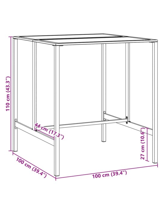 Baaripöytä musta 100x100x110 cm jauhemaalattu teräs