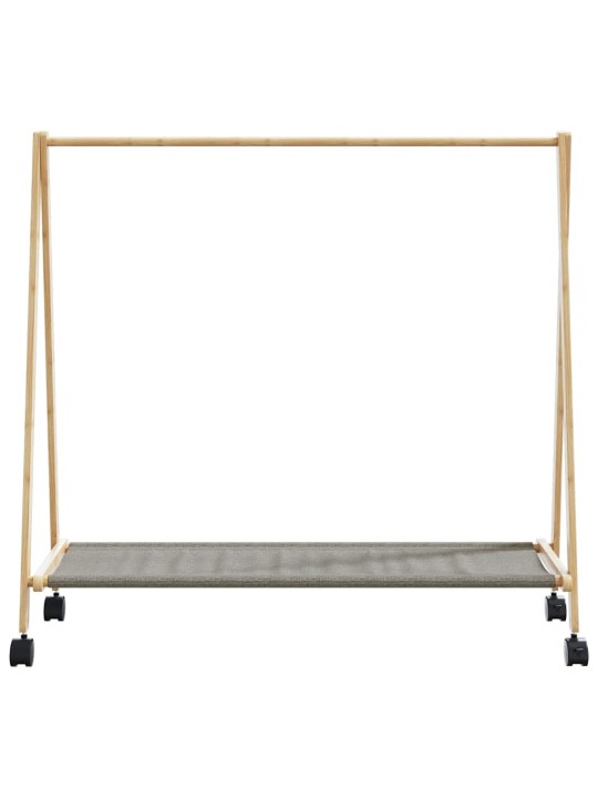 Vaateteline hyllyillä ja pyörillä 106x34x106,5 cm bambu