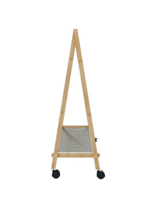 Vaateteline hyllyillä ja pyörillä 106x34x106,5 cm bambu