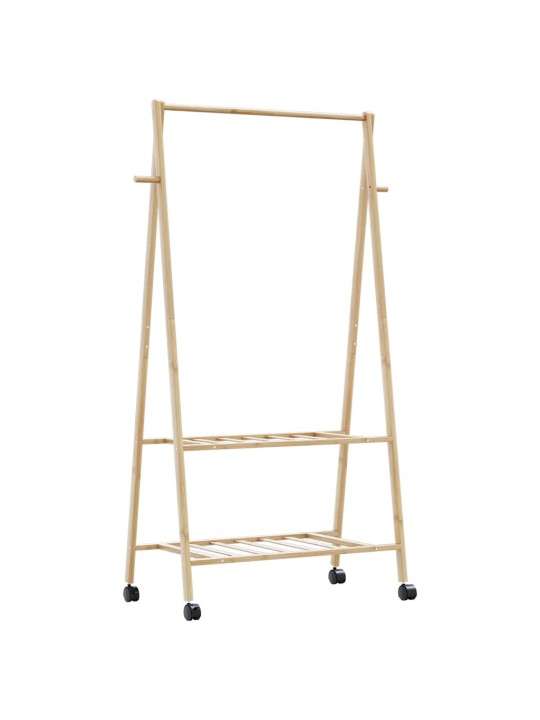 Vaateteline hyllyillä ja pyörillä 96x45,5x155,5 cm bambu