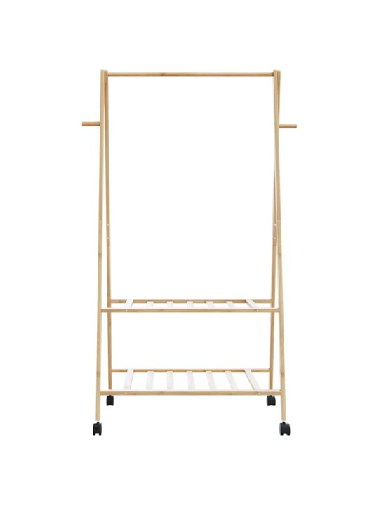 Vaateteline hyllyillä ja pyörillä 96x45,5x155,5 cm bambu