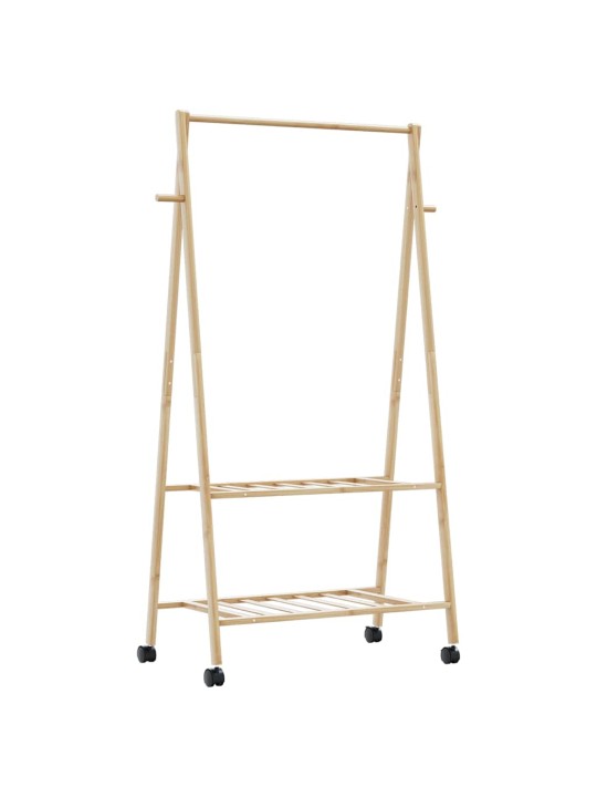 Vaateteline hyllyillä ja pyörillä 96x45,5x155,5 cm bambu