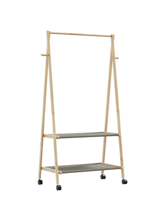 Vaateteline hyllyillä ja pyörillä 96x45,5x155,5 cm bambu