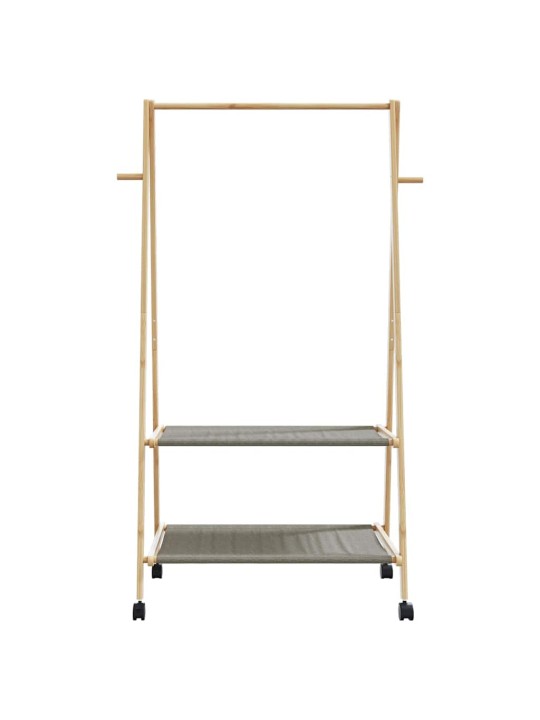 Vaateteline hyllyillä ja pyörillä 96x45,5x155,5 cm bambu