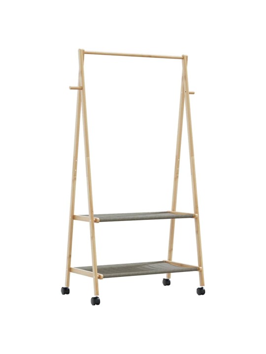 Vaateteline hyllyillä ja pyörillä 96x45,5x155,5 cm bambu