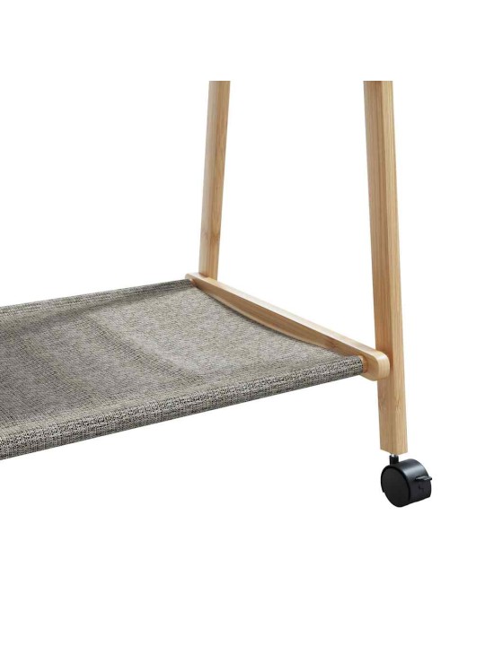 Vaateteline hyllyillä ja pyörillä 96x45,5x155,5 cm bambu