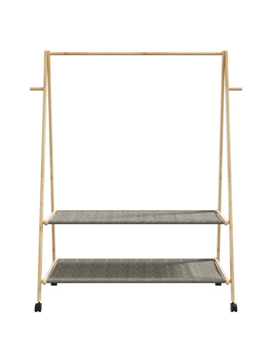 Vaateteline hyllyillä ja pyörillä 132x45,5x155,5 cm bambu