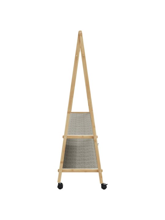 Vaateteline hyllyillä ja pyörillä 132x45,5x155,5 cm bambu