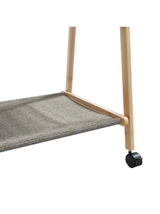 Vaateteline hyllyillä ja pyörillä 132x45,5x155,5 cm bambu