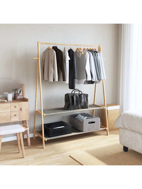 Vaateteline hyllyillä 132x45,5x150,5 cm bambu