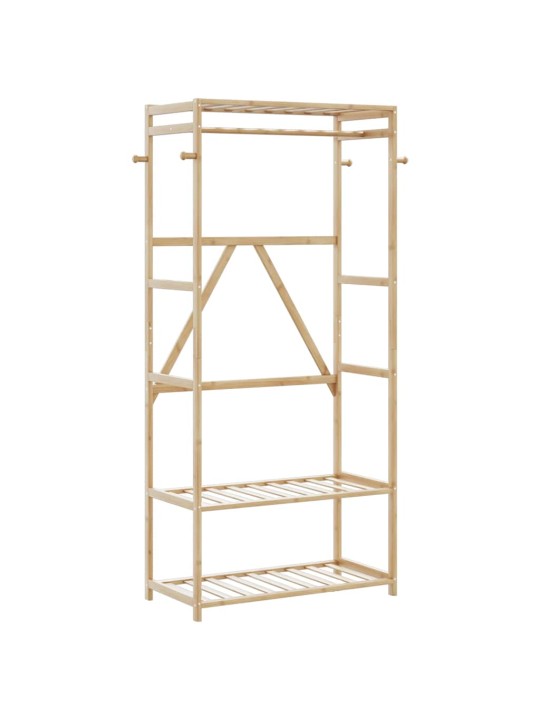 Vaateteline hyllyillä 80x40x175 cm bambu