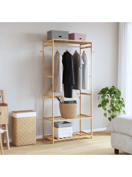 Vaateteline hyllyillä 80x40x175 cm bambu