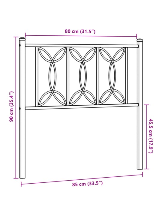 Metallinen sängynpääty musta 80 cm