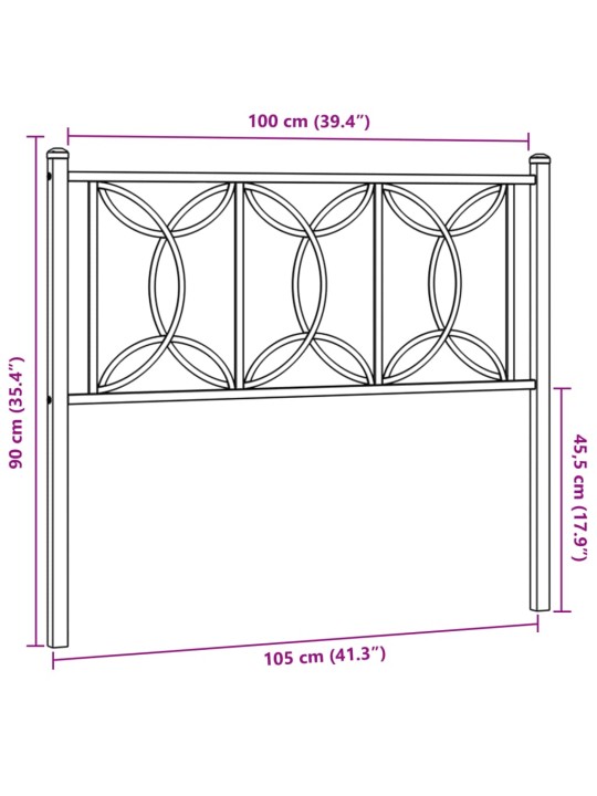 Metallinen sängynpääty musta 100 cm