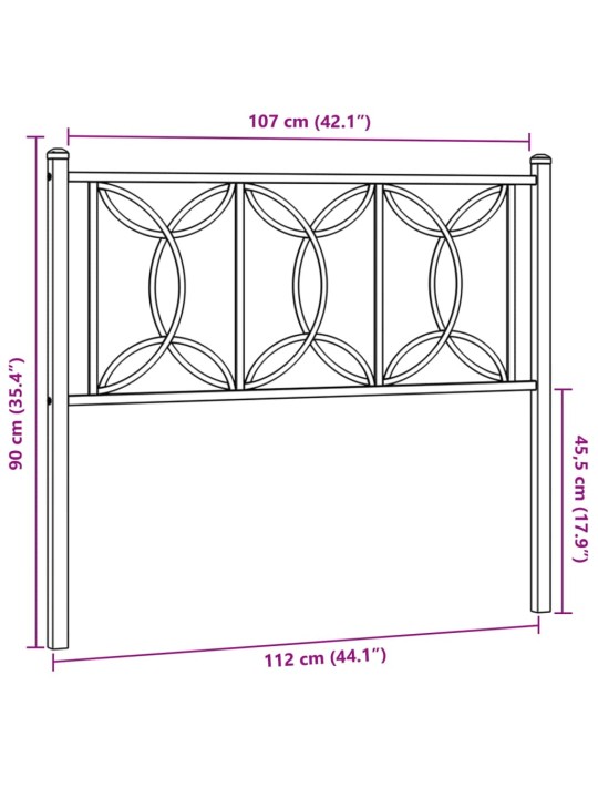 Metallinen sängynpääty musta 107 cm