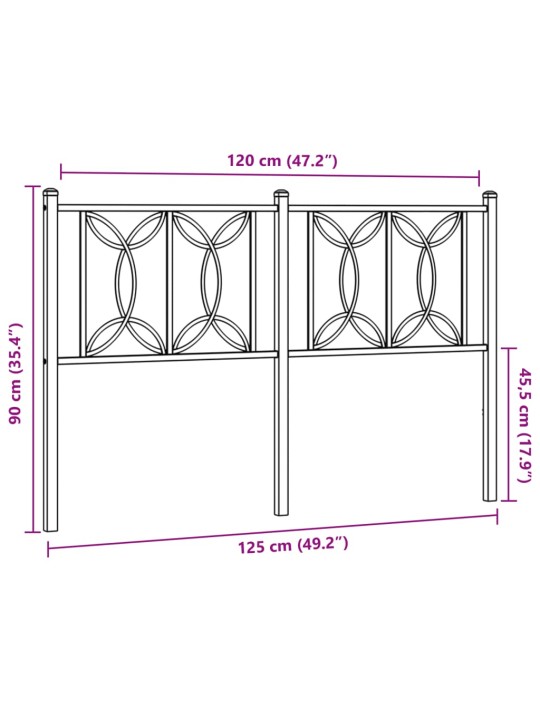 Metallinen sängynpääty musta 120 cm