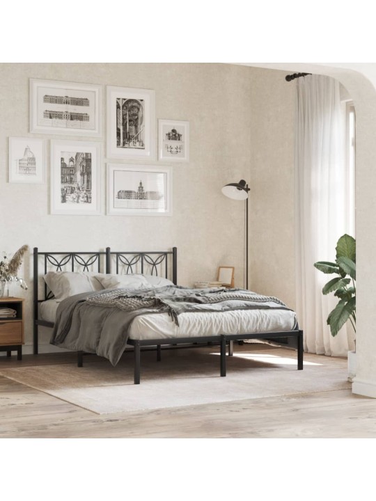 Metallinen sängynpääty musta 135 cm