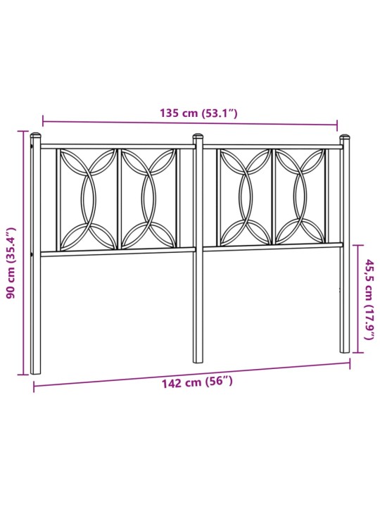 Metallinen sängynpääty musta 135 cm
